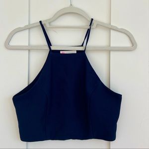 Navy blue high neck crop tank